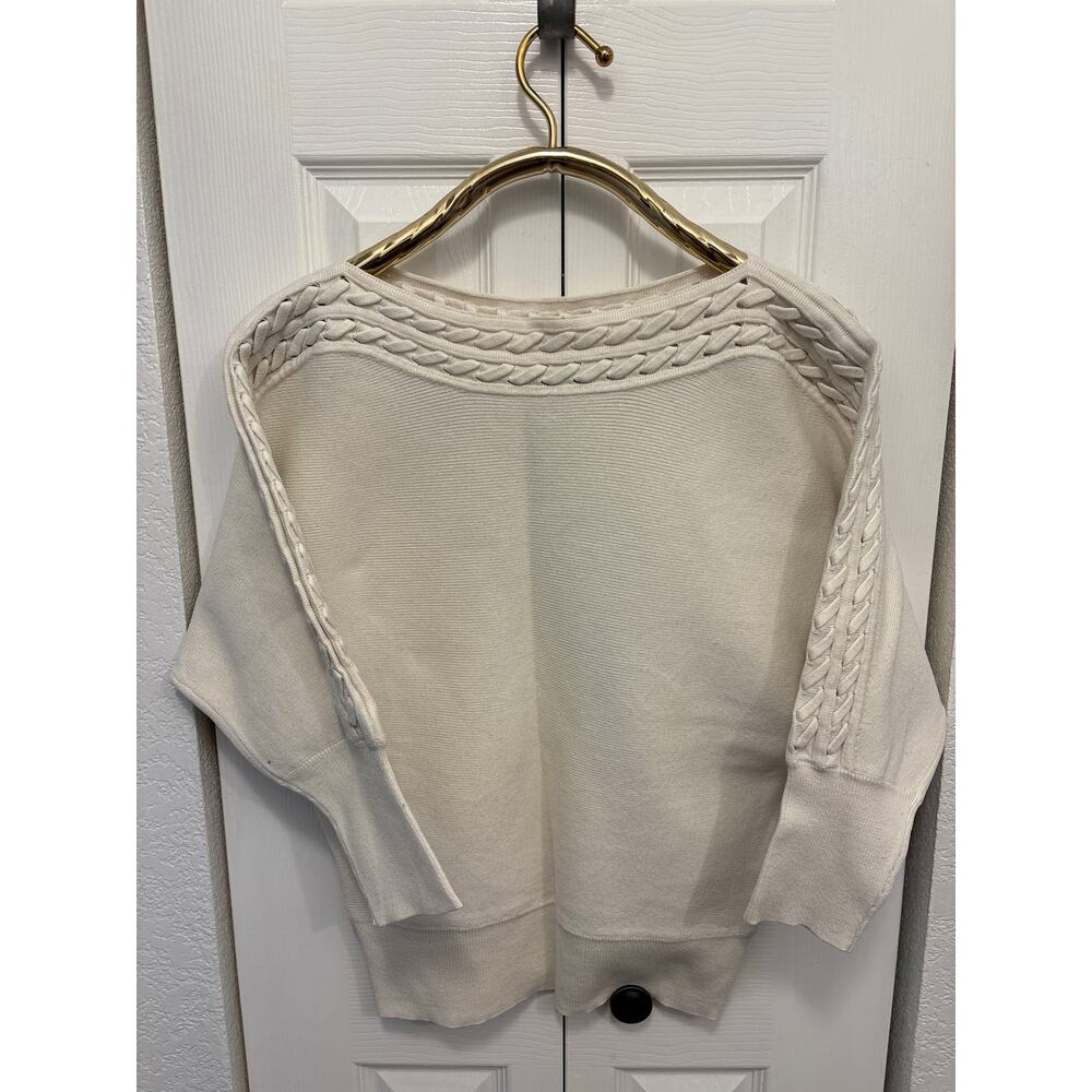 WHBM - White House Black Market - Ivory -Cable Knit Pattern Sweater Size Medium - Picture 3 of 5